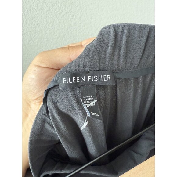 Eileen Fisher Silk Georgette Pull On Wide Leg Crop Pant Flowy Minimalist Coastal - Picture 7 of 9